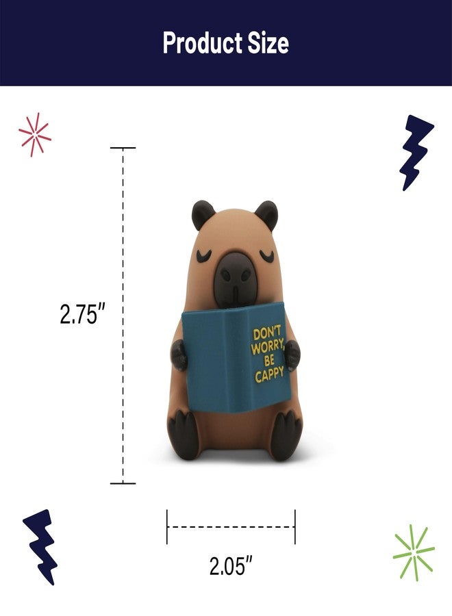 GOOFBALLS Little Readers - Cute Figurines for Bookshelves, Desks, Terrariums & Home Decor - Book-Loving Animal Statues - Capybara - Image 3